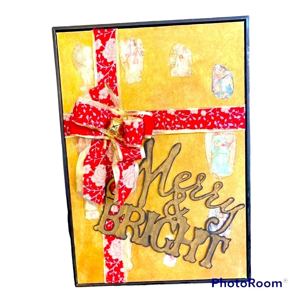 NEW Hand Painted Merry Christmas Canvas 15 x 25 inch #dirty santa